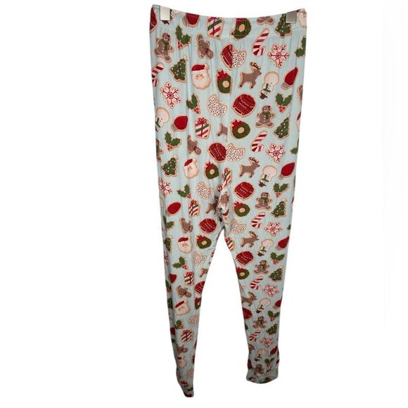 Caden Lane Light Blue Christmas Print Bamboo Pajama Jogger Pants - Picture 2 of 5